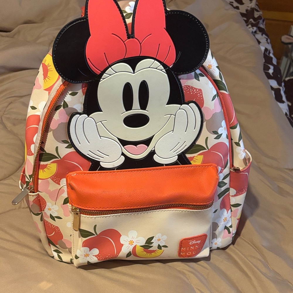Disney Minnie Mouse Floral Backpack with Red and Orange Accents